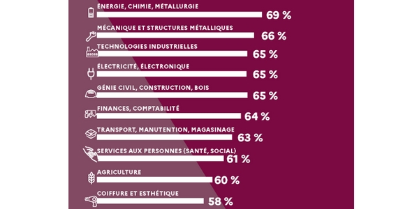 En 2020, le taux d'insertion des jeunes étaient de 60% au bout de 6 mois à l'issue de leur apprentissage. 