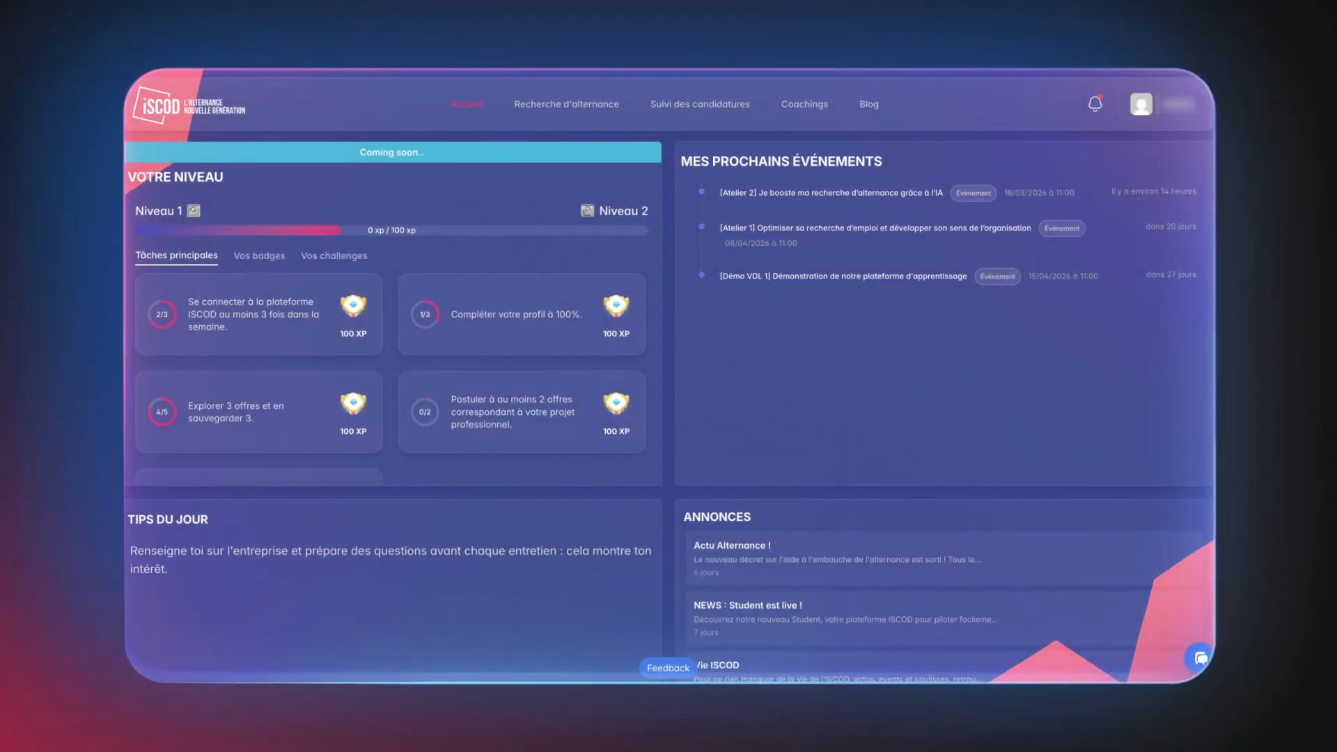 La nouvelle plateforme Student.